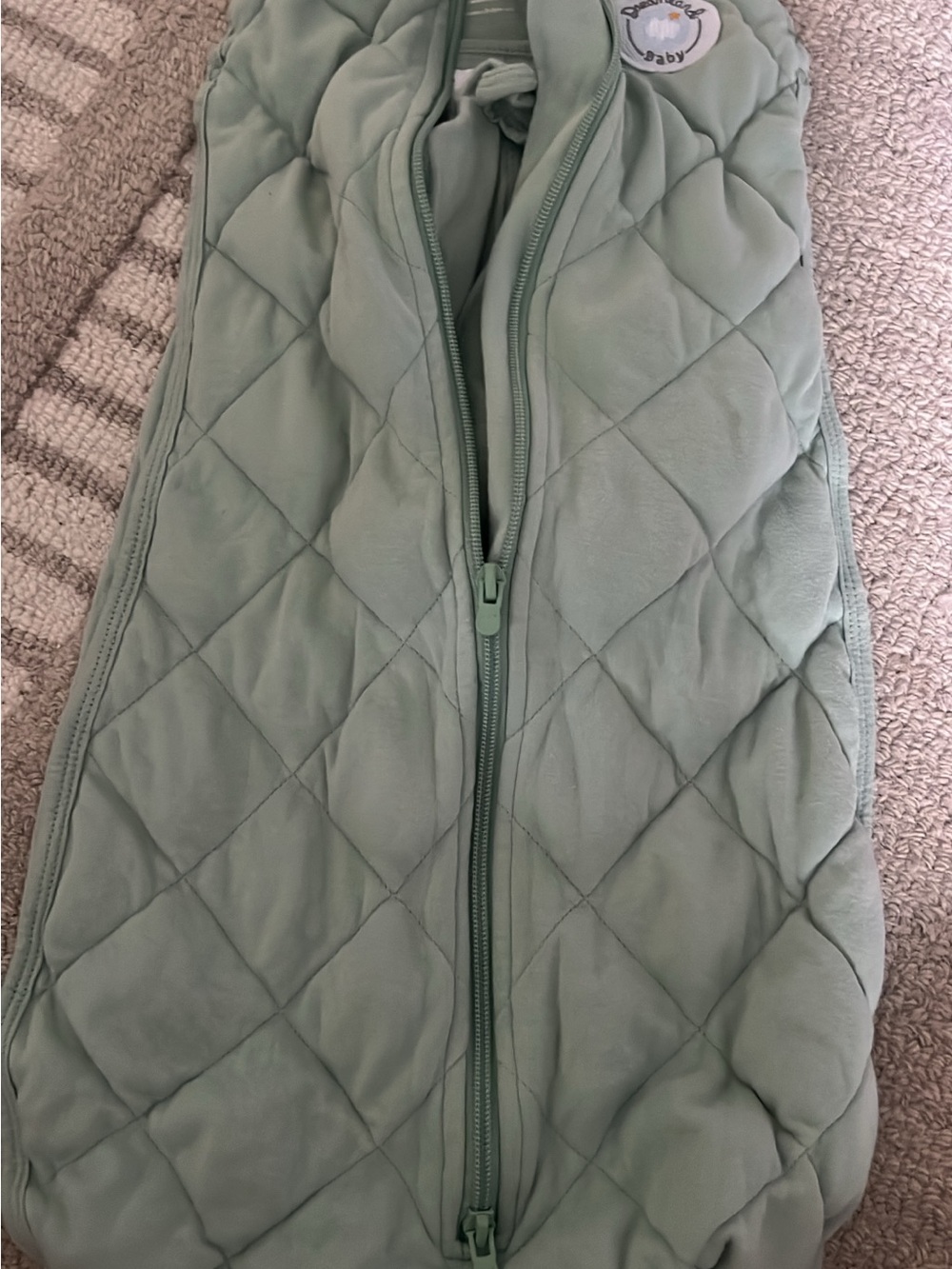 Baby Quilted Sleep Sack in Sage Green - Cozy Zippered Infant Sleeping Bag